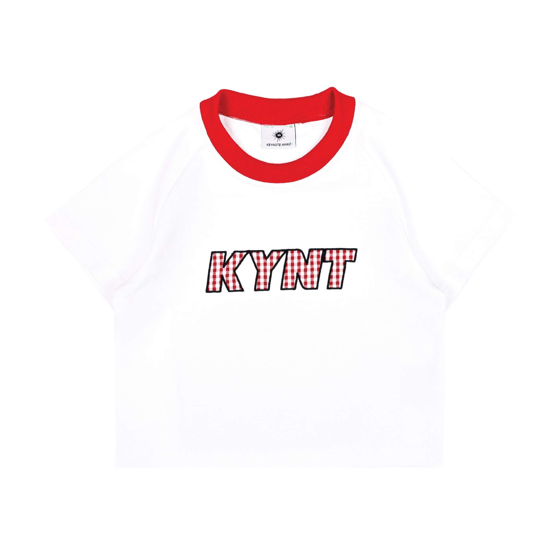 KEYNOTE | Ki-Goal Plaid Logo Crop Top White - SWAGANZ